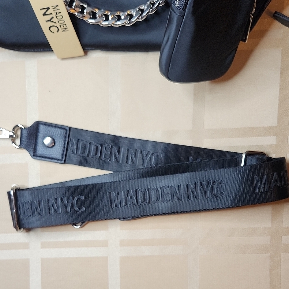 🆕️Madden NYC Black Shoulder Bag W/ Bonus Coin Purse - Picture 14 of 14